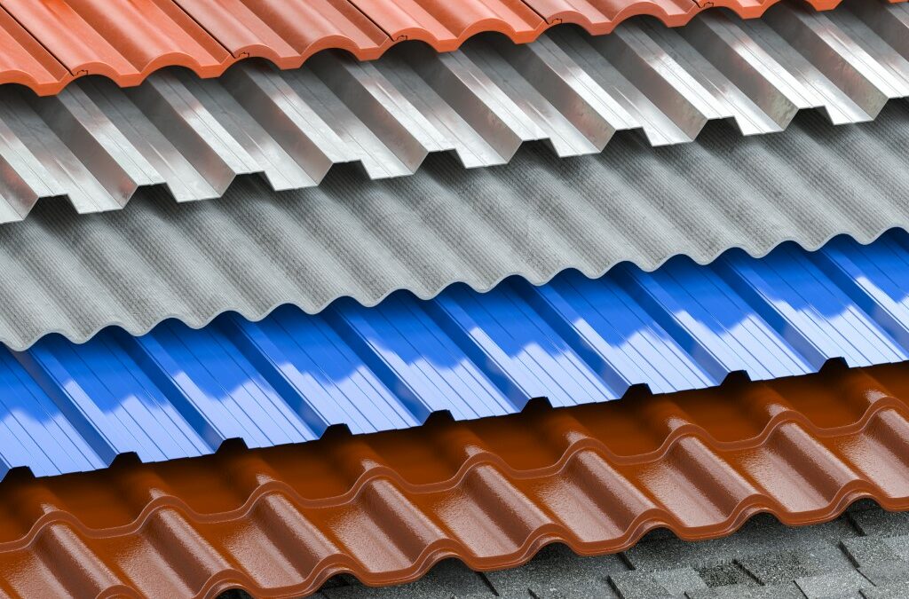 Different types of roof coating. Background from layers of sheet