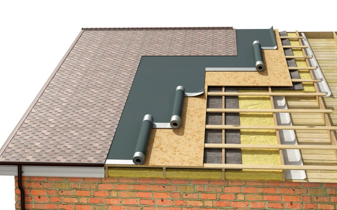 Detailed shingle roof installing in process, 3d illustration